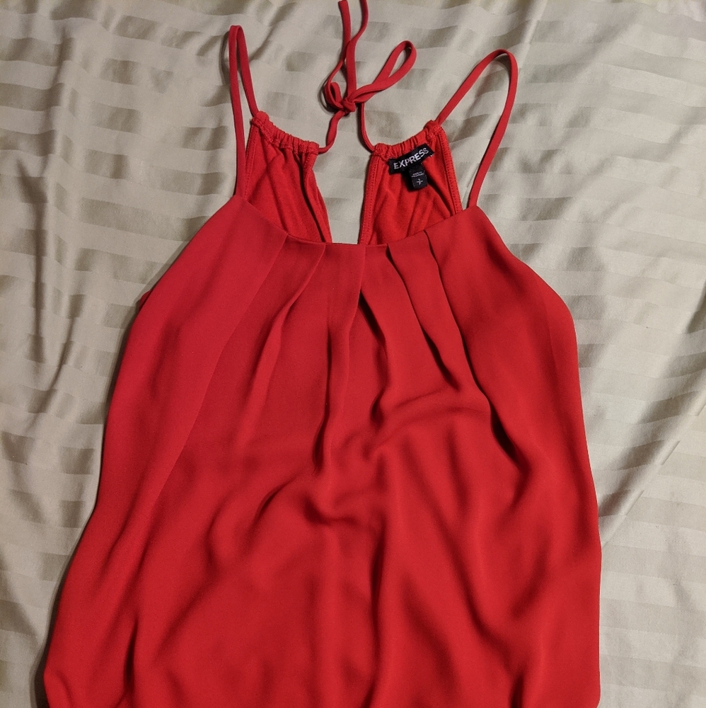 Express red silky tank